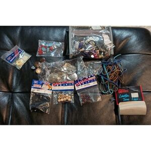 Vintage Craft Supplies Loose Jewels Stones Concho Lot Westrim Leather Bolo